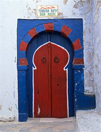 doorway - Doorway to Turkish baths in the Medina, Hammamet, Cap Bon, Tunisia, North Africa, Africa Stock Photo - Rights-Managed, Code: 841-05848772