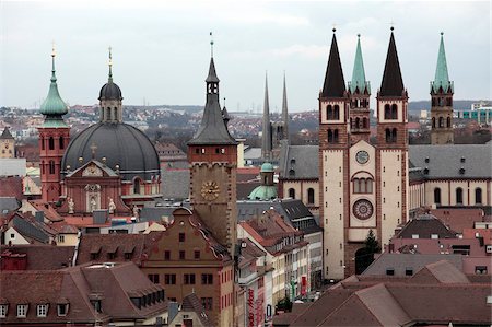 Old Town with Cathedral, Wurzburg, Franconia, Bavaria, Germany, Europe Stock Photo - Rights-Managed, Code: 841-05959926