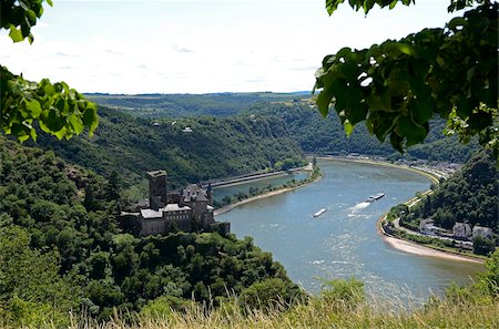 rhine valley - St. Goarshausen, Burg Katz und Rhein, Rheintal, Rheinland-Pfalz, Deutschland, Europa Stockbilder - Lizenzpflichtiges, Bildnummer: 841-05959920