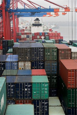 Porte-conteneurs à container terminal, port de Hambourg, Allemagne, Europe Photographie de stock - Rights-Managed, Code: 841-05959996