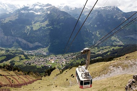 Téléphérique Wengen-Mannlichen, la vallée de Lauterbrunnen, Berner Oberland, Grisons, Suisse, Europe Photographie de stock - Rights-Managed, Code: 841-05960060