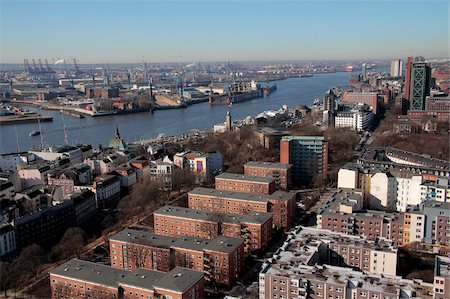 View from St. Michaelis to port, Hamburg, Germany, Europe Stock Photo - Rights-Managed, Code: 841-05960124