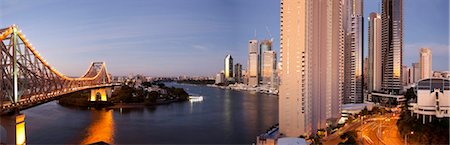 Story Bridge, Kangaroo Point, Brisbane River and city centre at dawn, Brisbane, Queensland, Australia, Pacific Stock Photo - Rights-Managed, Code: 841-05960520