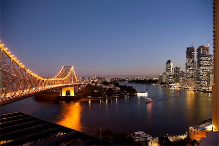 Story Bridge, Kangaroo Point, Brisbane River et ville centre de nuit, Brisbane, Queensland, Australie, Pacifique Photographie de stock - Rights-Managed, Code: 841-05960521