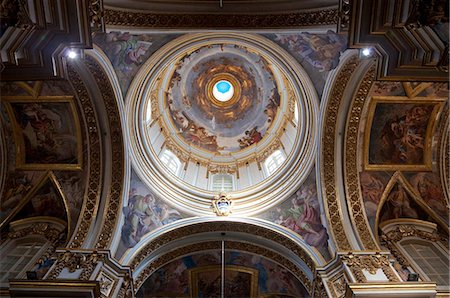 Interior of dome, St. Paul's Cathedral, Mdina, Malta, Europe Fotografie stock - Rights-Managed, Codice: 841-05960522