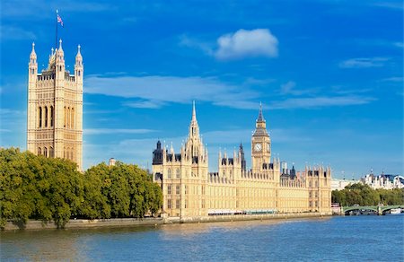 river landmark building - Big Ben, Houses of Parliament, and River Thames, Westminster, UNESCO World Heritage Site, London, England, United Kingdom, Europe Stock Photo - Rights-Managed, Code: 841-05960687