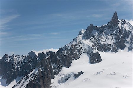 Aiguille du Midi, view of the Mont Blanc Massif, Chamonix, Haute Savoie, French Alps, France, Europe Foto de stock - Con derechos protegidos, Código: 841-05961462