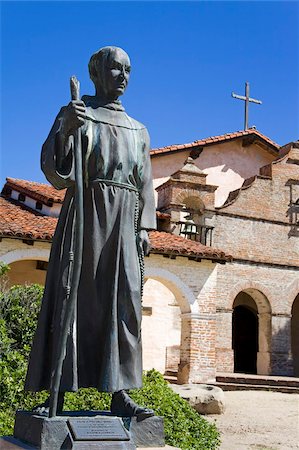 Statue of Father Junipero Serra outside Mission San Antonio, Monterey County, California, United States of America, North America Stock Photo - Rights-Managed, Code: 841-05961599