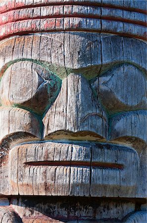 Weathered face on Totem Pole outside the Maritime Museum, Vancouver, British Columbia, Canada, North America Stock Photo - Rights-Managed, Code: 841-05961709