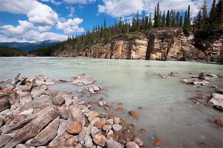 Supérieur de la rivière Athabasca près d'Athabasca Falls, Parc National Jasper, patrimoine mondial de l'UNESCO, en Colombie-Britannique, montagnes Rocheuses, Canada, Amérique du Nord Photographie de stock - Rights-Managed, Code: 841-05961772