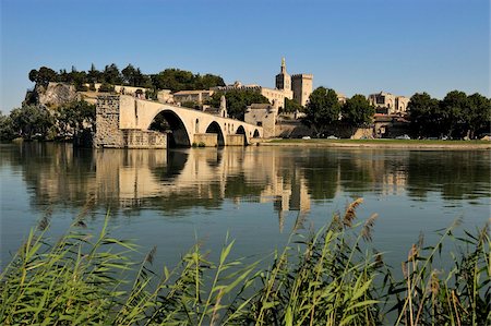 Pont Saint-Benezet and Avignon city viewed from across the River Rhone, Avignon, Provence, France, Europe Foto de stock - Direito Controlado, Número: 841-05961855