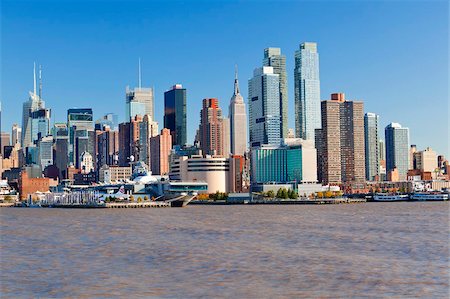 Vue de Midtown Manhattan, dans l'ensemble de l'Amérique du Nord de la rivière Hudson, Manhattan, New York City, New York, États-Unis d'Amérique, Photographie de stock - Rights-Managed, Code: 841-05961937