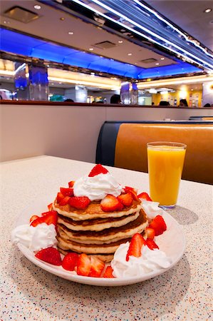 dîner - Pancakes, Mid Town Manhattan Diner, New York, United States of America, North America Foto de stock - Con derechos protegidos, Código: 841-05961939