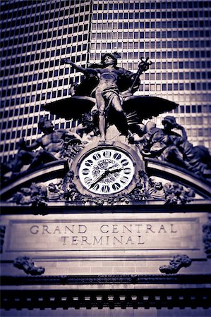 Statue von Quecksilber und Clock auf der 42nd Street-Fassade des Grand Central Station der Terminus, Manhattan, New York City, New York, Vereinigte Staaten von Amerika, Nordamerika Stockbilder - Lizenzpflichtiges, Bildnummer: 841-05961942