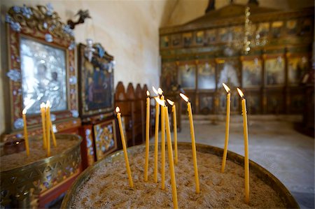 Bougies d'église orthodoxe en Grèce, Europe Photographie de stock - Rights-Managed, Code: 841-05961959