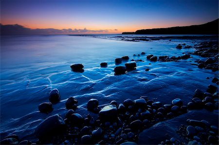 dorset - Crépuscule sur la baie de Kimmeridge, Côte Jurassique, Site du patrimoine mondial de l'UNESCO, Dorset, Angleterre, Royaume-Uni, Europe Photographie de stock - Rights-Managed, Code: 841-05962140