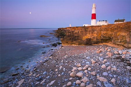 La lune brille sur la mer à Portland Bill, Côte Jurassique, patrimoine mondial de l'UNESCO, Dorset, Angleterre, Royaume-Uni, Europe Photographie de stock - Rights-Managed, Code: 841-05962163