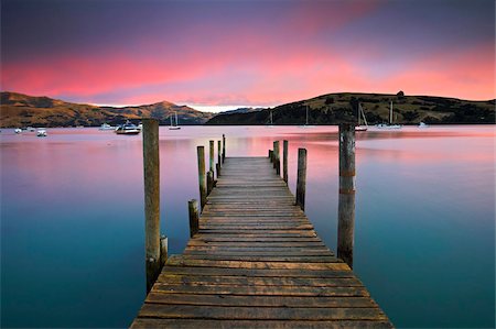 Sunrise over Akaroa harbour, Canterbury, South Island, New Zealand, Pacific Stock Photo - Rights-Managed, Code: 841-05962214