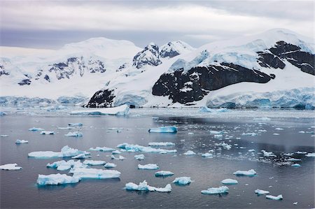 Icebergs, glaciers and mountains at Paradise Harbour, Antarctica, Polar Regions Stock Photo - Rights-Managed, Code: 841-05962344