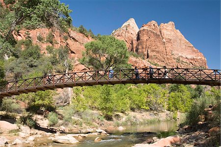 The Virgin River, foot bridge to access the Emerald Pools, Zion National Park, Utah, United States of America, North America Stock Photo - Rights-Managed, Code: 841-05962738