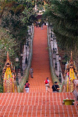 stair from above - Doi Suthep Steps, Chiang Mai, Chiang Mai Province, Thailand, Southeast Asia, Asia Stock Photo - Rights-Managed, Code: 841-06034137