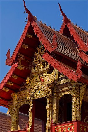 facade of Wat Phra Singh Temple, Chiang Mai, Chiang Mai Province, Thailand, Southeast Asia, Asia Foto de stock - Con derechos protegidos, Código: 841-06034133