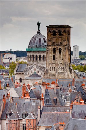 Tour Charlemagne and the Basilique St. Martin taken from the city's university, Tours, Indre-et-Loire, Loire Valley, Centre, France, Europe Fotografie stock - Rights-Managed, Codice: 841-06034294