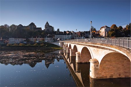 Looking across the River Creuse in the town of Le Blanc, Indre, Loire Valley, France, Europe Stock Photo - Rights-Managed, Code: 841-06034305