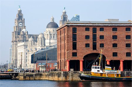 Royal Liver Building and Albert Docks, UNESCO World Heritage Site, Liverpool, Merseyside, England, United Kingdom, Europe Stock Photo - Rights-Managed, Code: 841-06034457