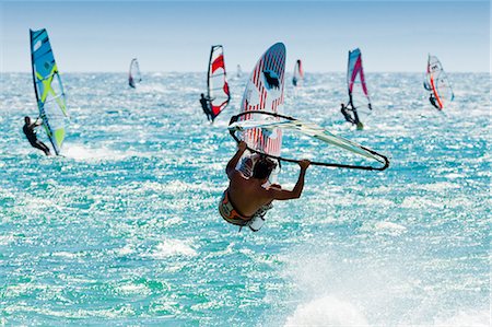 Windsurfer, Sprung, Bolonia, in der Nähe von Tarifa, Andalusien, Spanien, Europa Stockbilder - Lizenzpflichtiges, Bildnummer: 841-06030284