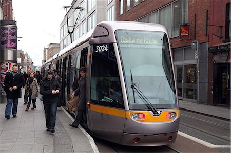 public transit - City centre tram, Dublin, Republic of Ireland, Europe Stock Photo - Rights-Managed, Code: 841-06030337