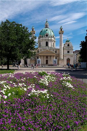 Karlsplatz and Karlskirche, Vienna, Austria, Europe Foto de stock - Con derechos protegidos, Código: 841-06030487