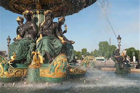 fuente de agua - Fountain at Place de la Concorde, Paris, France, Europe Foto de stock - Con derechos protegidos, Código: 841-06030869