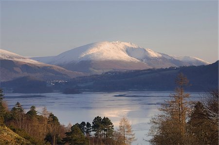 snow - View from Grange road over Derwentwater to Saddleback [Blencathra], Lake District National Park, Cumbria, England, United Kingdom, Europe Stock Photo - Rights-Managed, Code: 841-06030917