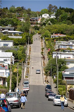 steep hill - World's steepest street, Baldwin Street, Dunedin, Otago, South Island, New Zealand, Pacific Stock Photo - Rights-Managed, Code: 841-06030984