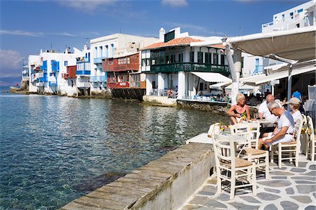 simsearch:841-03490298,k - Little Venice in Mykonos-Stadt, Insel Mykonos, Cyclades, griechische Inseln, Griechenland, Europa Stockbilder - Lizenzpflichtiges, Bildnummer: 841-06031118