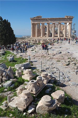 Touristes au Parthénon sur l'Acropole, Site du patrimoine mondial de l'UNESCO, Athènes, Grèce, Europe Photographie de stock - Rights-Managed, Code: 841-06031186