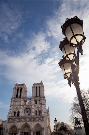 Notre Dame Cathedral and lamp, Paris, France, Europe Stock Photo - Rights-Managed, Code: 841-06031218