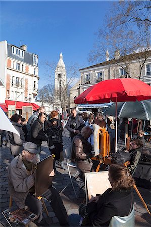 paris people painting - Artists and tourists in the Place du Tertre, Montmartre, Paris, France, Europe Stock Photo - Rights-Managed, Code: 841-06031226