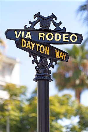 señales de tráfico - Rodeo Drive, Beverly Hills, Los Angeles, California, United States of America, North America Foto de stock - Con derechos protegidos, Código: 841-06031378
