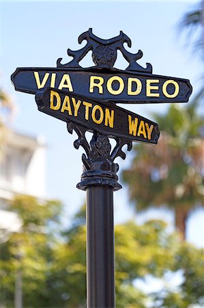 road sign direction - Rodeo Drive, Beverly Hills, Los Angeles, California, United States of America, North America Stock Photo - Rights-Managed, Code: 841-06031378