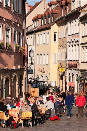 Outdoor cafe in Bamberg, UNESCO World Heritage Site, Bavaria, Germany, Europe Foto de stock - Con derechos protegidos, Código: 841-06031463