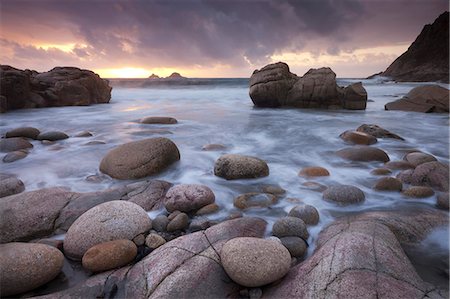 Coucher de soleil sur le Brisons et Porth Nanven, West Cornwall, Angleterre, Royaume-Uni, Europe Photographie de stock - Rights-Managed, Code: 841-06031520