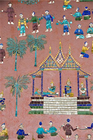 simsearch:841-09163328,k - Mirror mosaics, Reclining Buddha Shrine (Red Chapel), Wat Xieng Thong, UNESCO World Heritage Site, Luang Prabang, Laos, Indochina, Southeast Asia, Asia Foto de stock - Con derechos protegidos, Código: 841-06031638