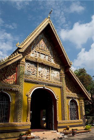 Decorative facade, Wat Si Muang, Vientiane, Laos, Indochina, Southeast Asia, Asia Fotografie stock - Rights-Managed, Codice: 841-06031695