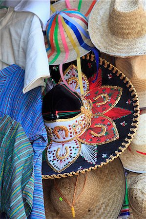 straw hat nobody - Hats, souvenirs, Puebla, Historic Center, Puebla State, Mexico, North America Stock Photo - Rights-Managed, Code: 841-06031795