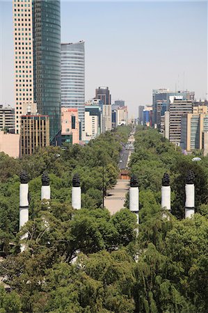 View of Paseo de la Reforma, Monumento a los Ninos Heroes, skyline, park, Chapultepec Hill, Chapultepec, Mexico City, Mexico, North America Stock Photo - Rights-Managed, Code: 841-06031834