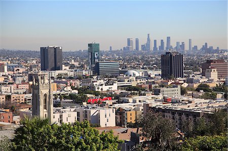 Hollywood and downtown skyline, Los Angeles, California, United States of America, North America Stock Photo - Rights-Managed, Code: 841-06031919