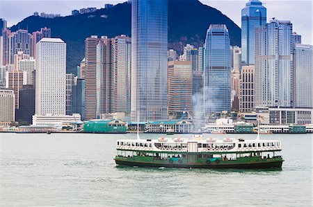 Star ferry crosses Victoria Harbour with Hong Kong Island skyline behind, Hong Kong, China, Asia Stock Photo - Rights-Managed, Code: 841-06031950