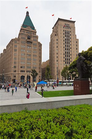 shanghai not people - The Peace Hotel and Old Bank of China buildings on the Bund, two of Shanghai's famous 19th century European style buildings, Shanghai, China, Asia Stock Photo - Rights-Managed, Code: 841-06031971